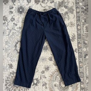 Gap pull on ruffle top navy and ivory polka dot pants size small